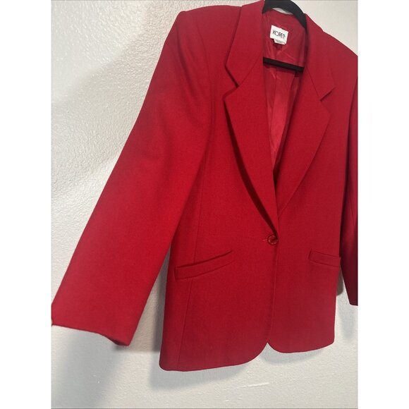 Vintage Koret Red Wool Blazer Womens 16 Lined Jacket Made in Korea Classic Retro - Picture 6 of 11